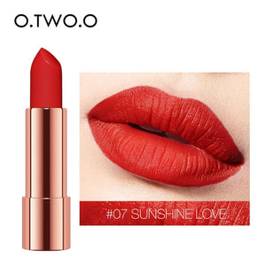 O.TWO.O Matte Lipstick Nude Brown Red Lips Makeup Velvet Silky Smooth Texture