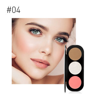 FOCALLURE New Arrivel 3 Colors Blush&Highlighter Palette