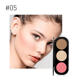 FOCALLURE New Arrivel 3 Colors Blush&Highlighter Palette