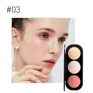 FOCALLURE New Arrivel 3 Colors Blush&Highlighter Palette