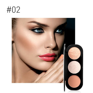 FOCALLURE New Arrivel 3 Colors Blush&Highlighter Palette