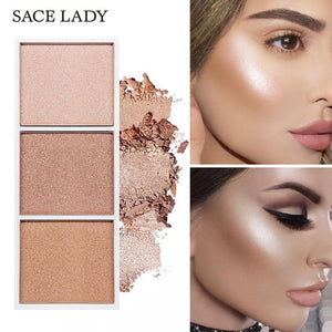 SACE LADY 4 Colors Highlighter Palette Makeup Face Contour Powder Bronzer