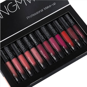 12 PCS/Set Matte Liquid Lipstick Set Non-stick Colorfast Lip Gloss